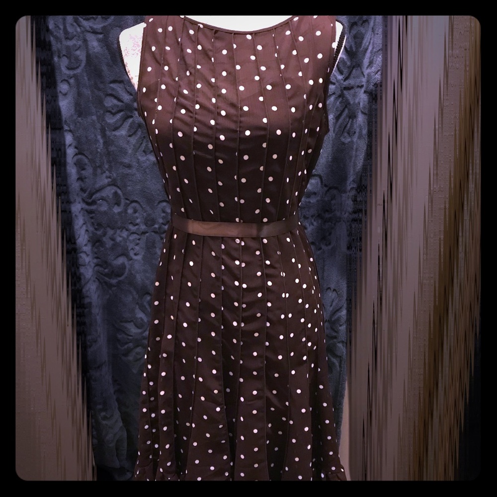 polka dot dress brown sleeveless